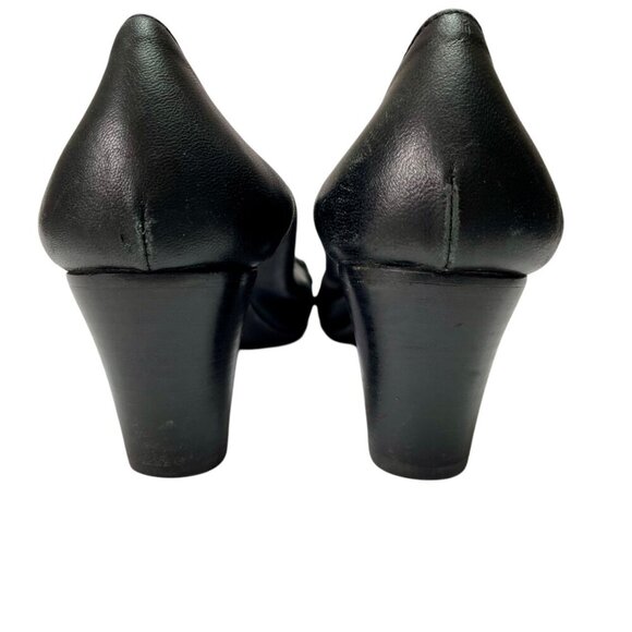 Attilio Giusti Leombruni AGL Black Leather Cap Toe Heels Womens 39 1/2 (9.5) - Picture 5 of 12